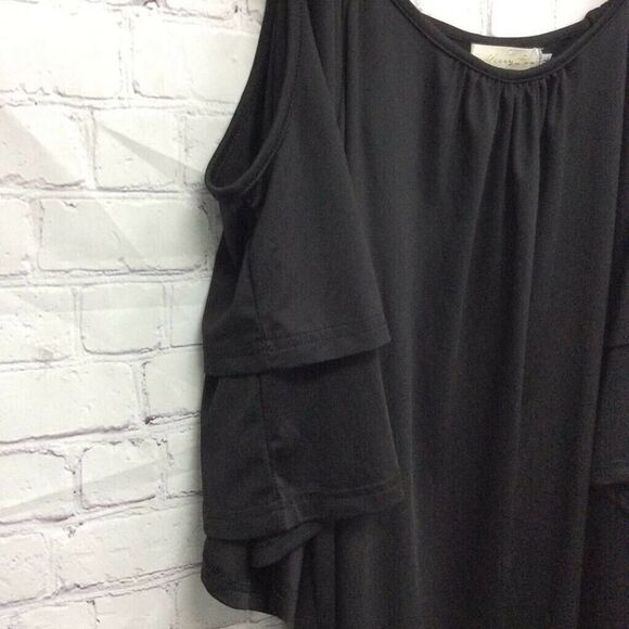 Merryfun Womens Summer Tunic Top Black Off Shoulder Scoop Neck Ruffles XL New - Picture 3 of 9